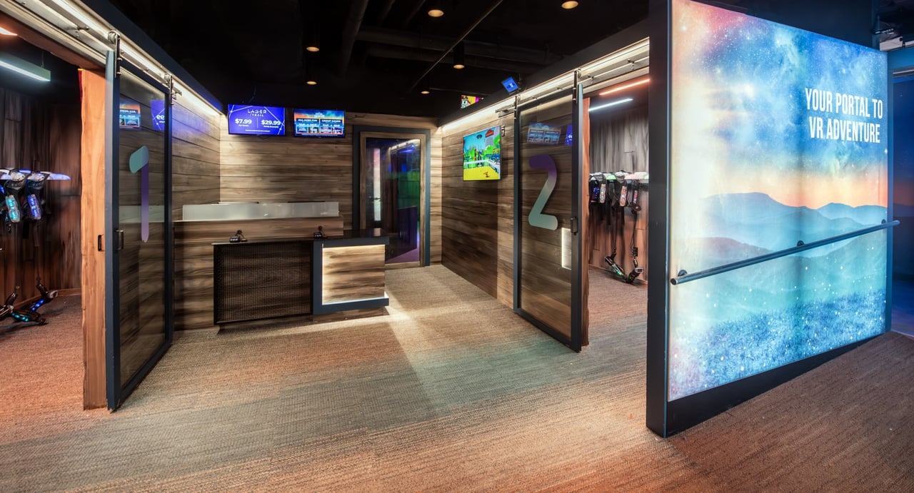 VR and laser tag lobby with rooms