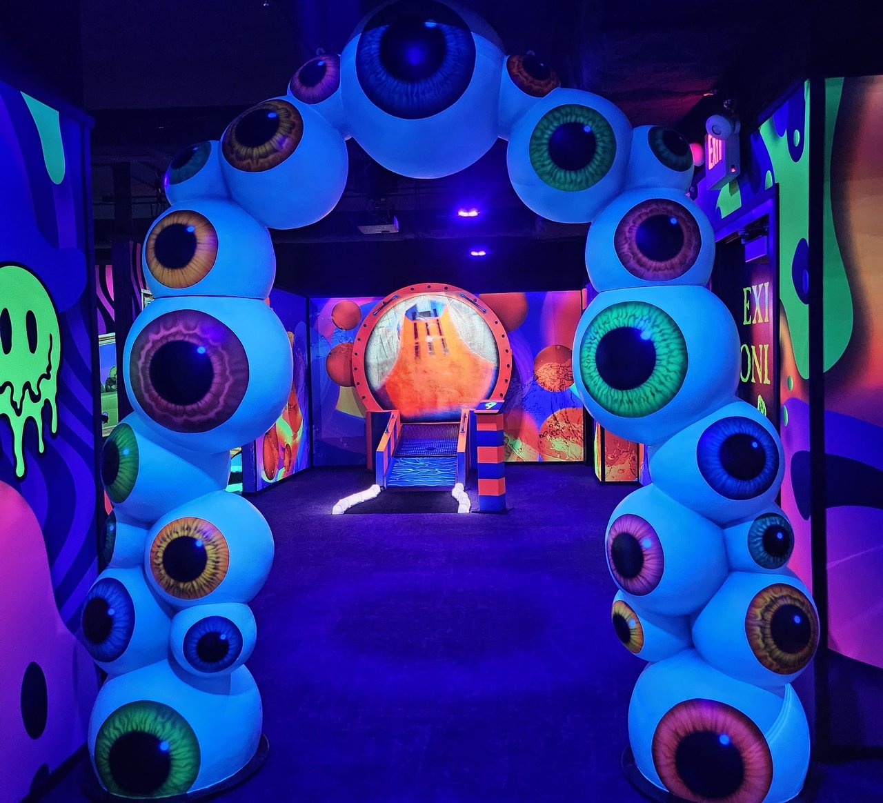 Decorated gates at the glow golf course