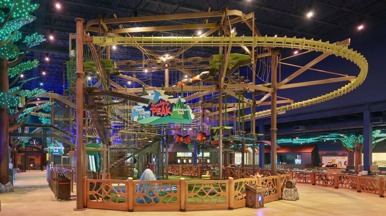 Howlers Peak Ropes Course Logo at the centre of the structure