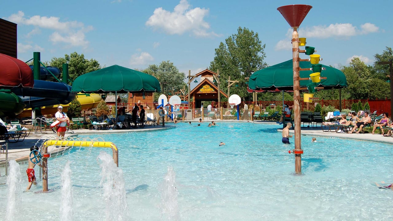 Water play area of the outdoor pool