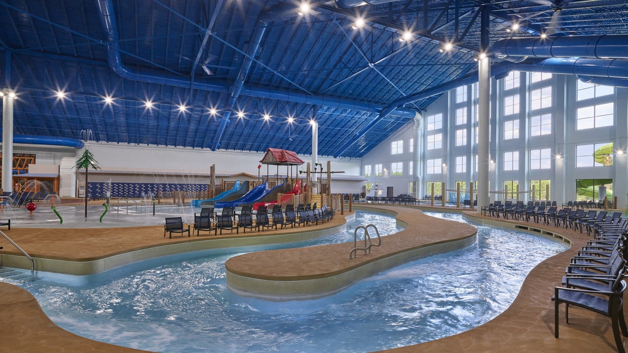 wide shot of indoor lazy river