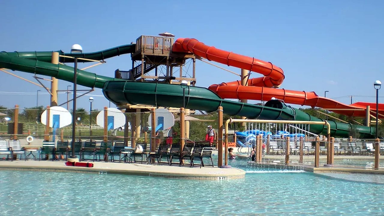 Two outdoor water slides