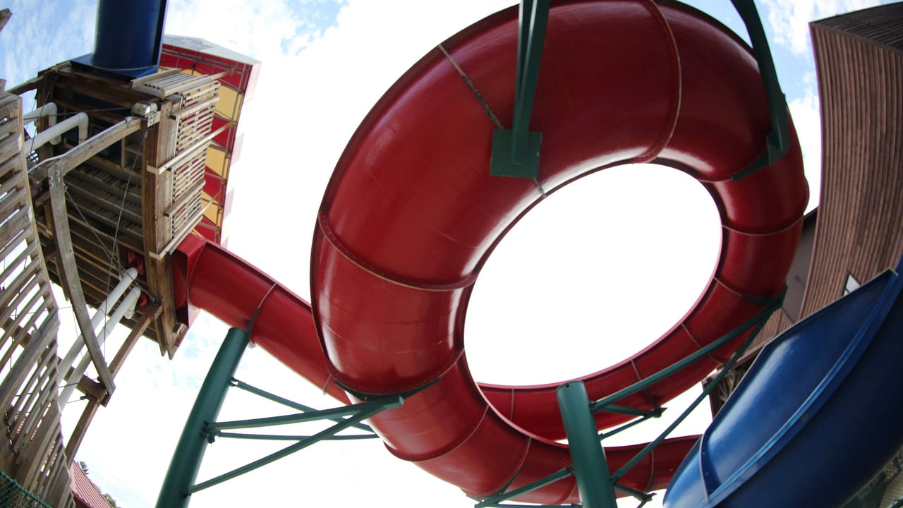 Two outdoor water slides