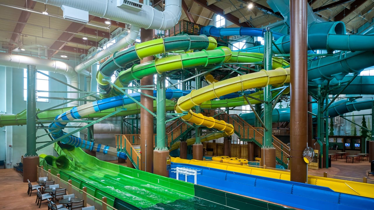 landing area of the mat racer water slide in the Poconos