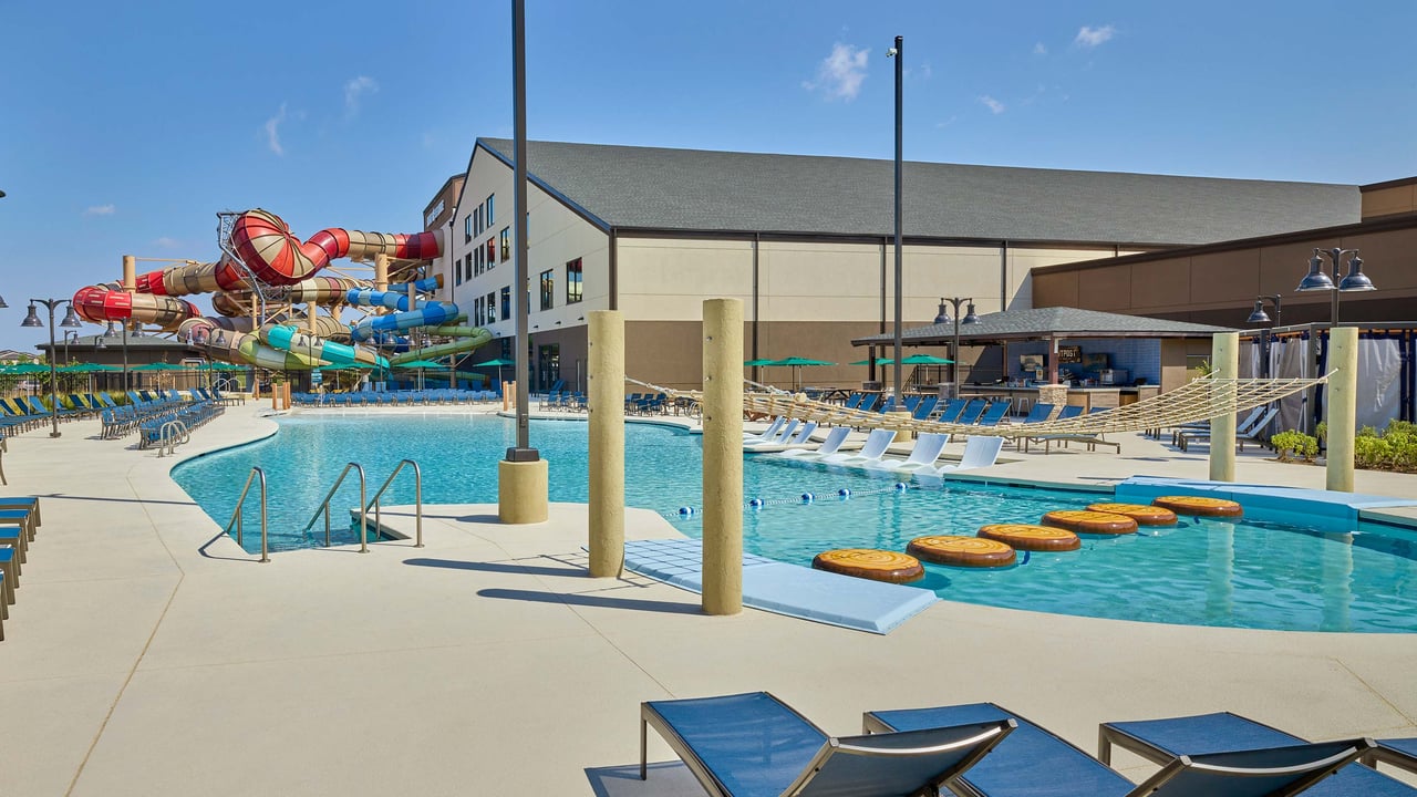 Floating lily pads on an outdoor pool