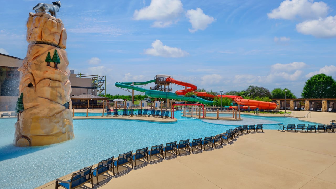 Aerial view of the outdoor pool
