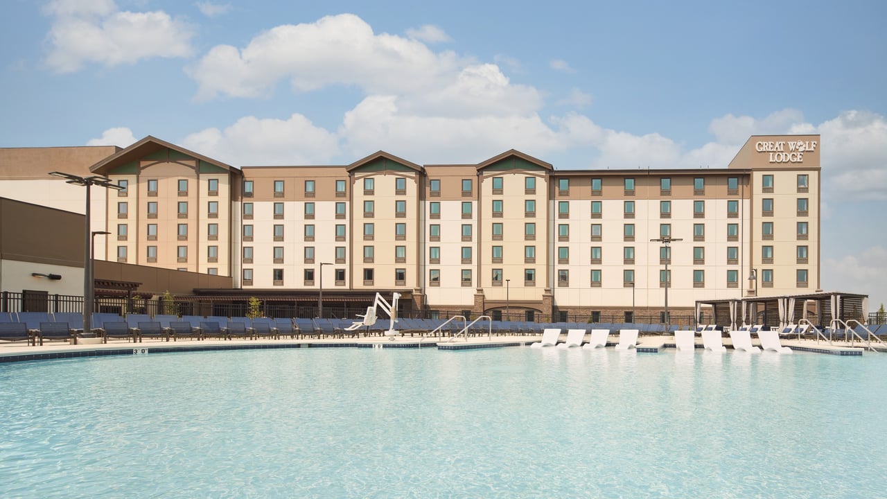 outdoor swimming pool with lounge chairs