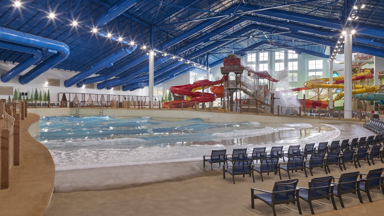 wide shot of wave pool and seating area