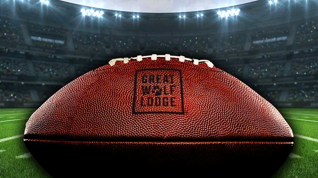 football with a great wolf lodge logo