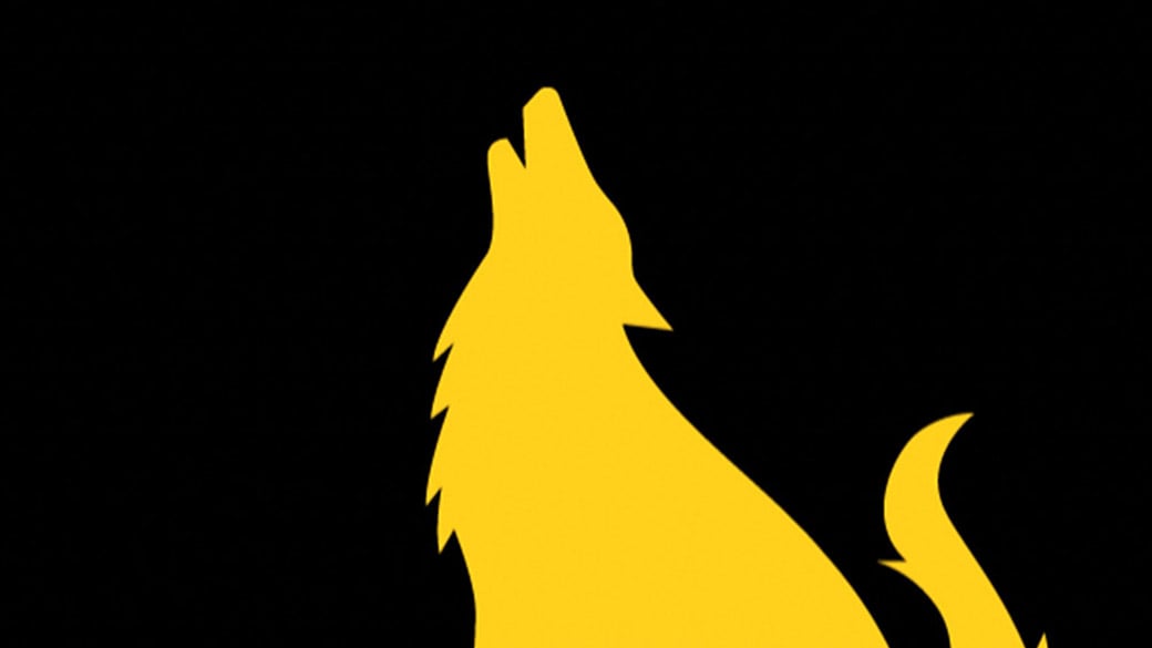 black wolf on a yellow background