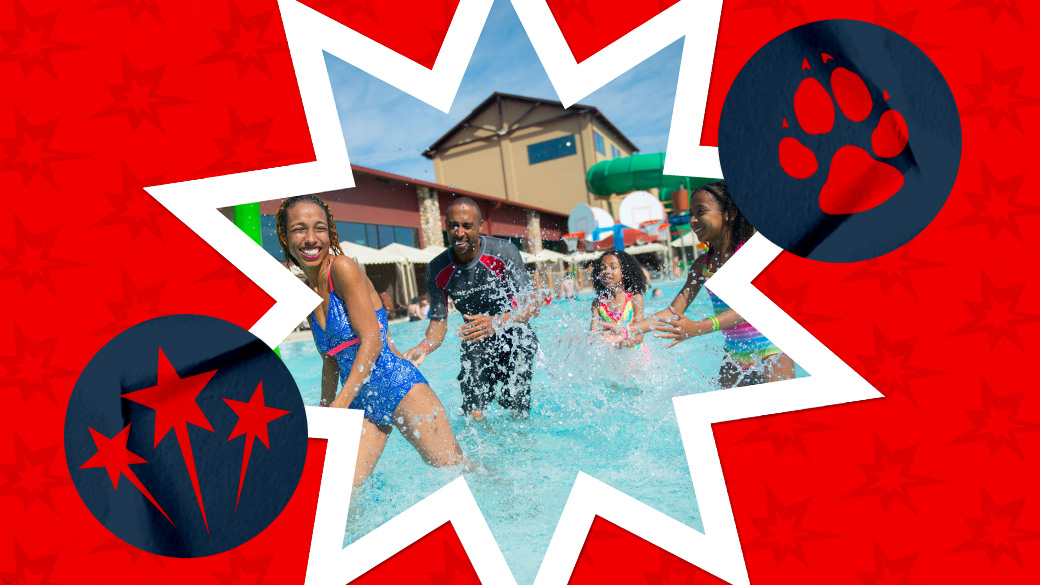 Family enjoying in a pool
