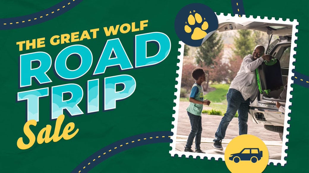 Father helping taking bags out of a car after arriving at Great Wolf Lodge