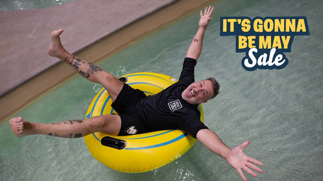 Joey Fatone floating on a tube at Great Wolf Lodge