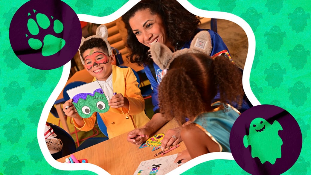 Mother and kids coloring 