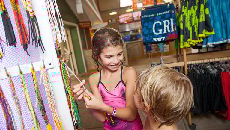 The Trading Post Swim Wear Shop at Great Wolf Lodge indoor water park and resort offers clothing, accessories, and more.