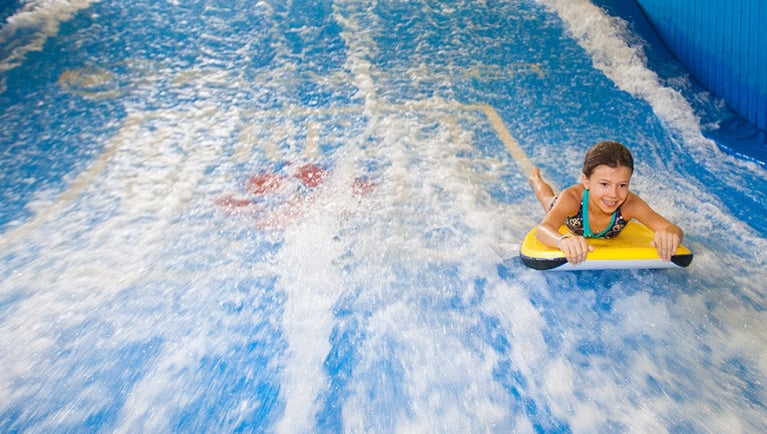 The Wolf Rider Wipeout ride at Great Wolf Lodge indoor water park and resort.
