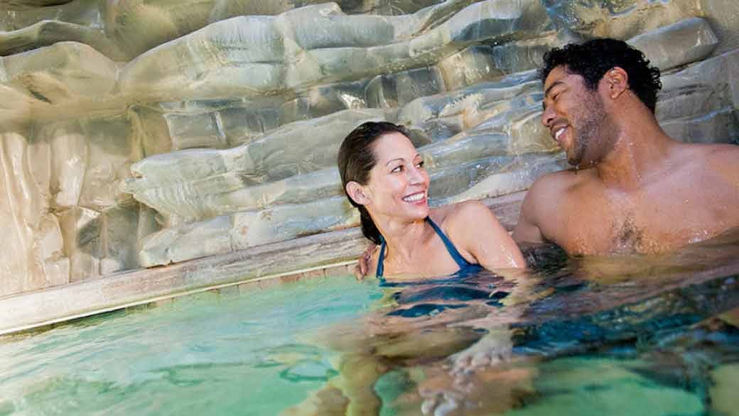 Couple enjoying the pool