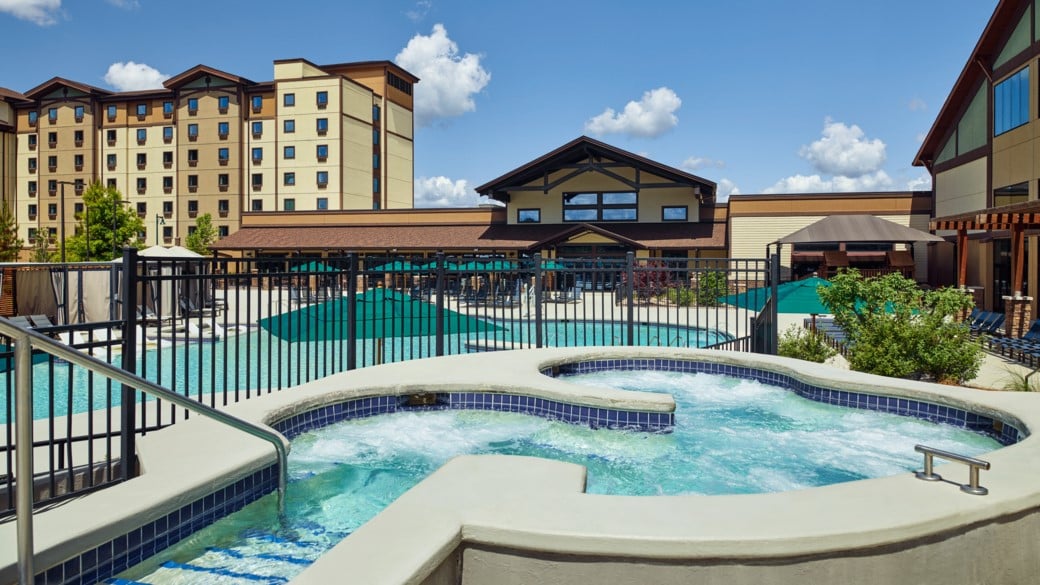 Couples enjoying an outdoor hotub 