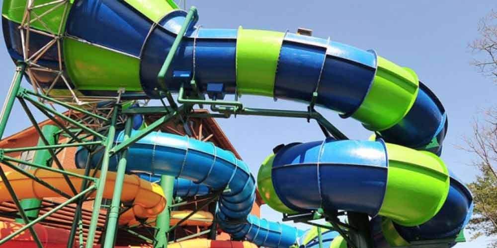 The The Triple Twist water slide at Great Wolf Lodge indoor water park and resort.