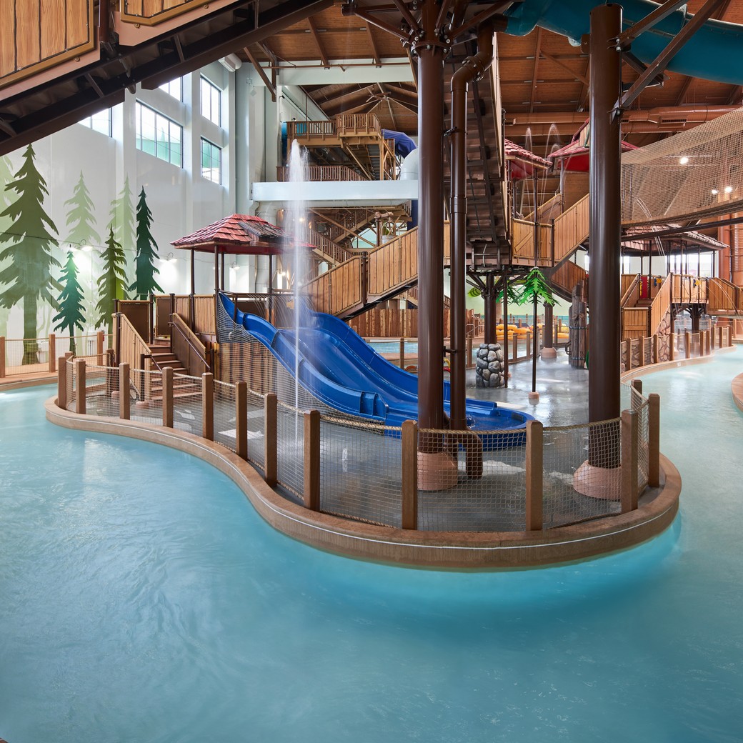 A vibrant water park featuring multiple colorful slides and attractions for visitors of all ages.