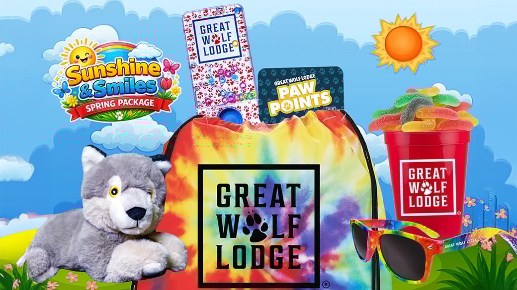 Colorful Great Wolf Lodge Sunshine and Smiles spring package