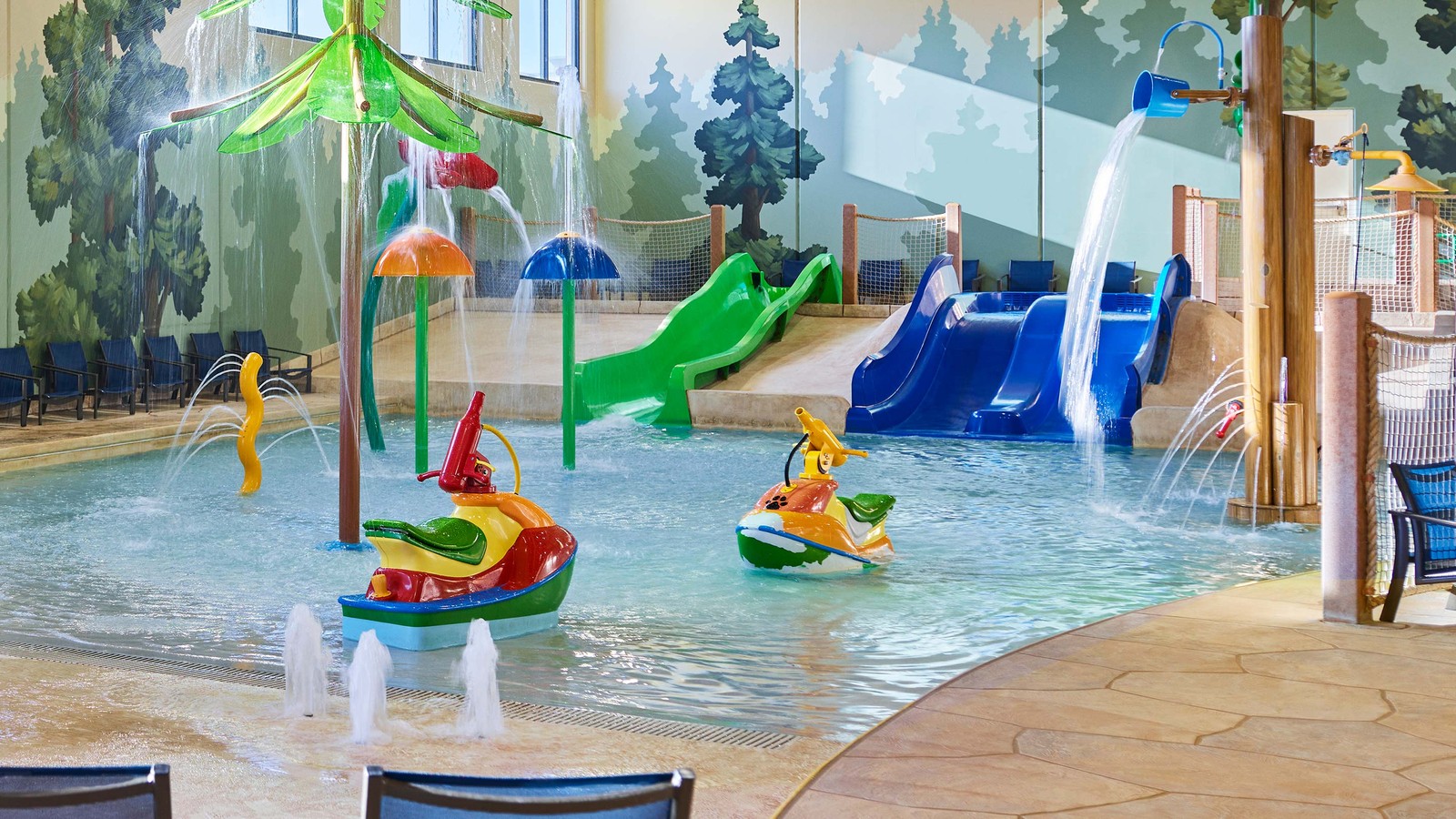 colorful water park slides