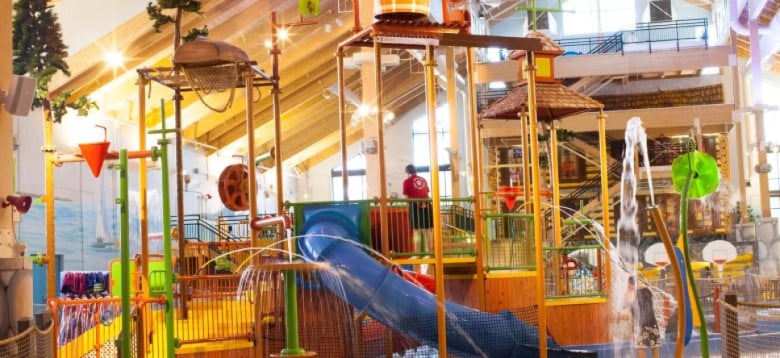The water fort located inside the indoor water park at Great Wolf Lodge resort.