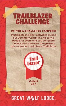 trailblazer challenge info card brown on red background