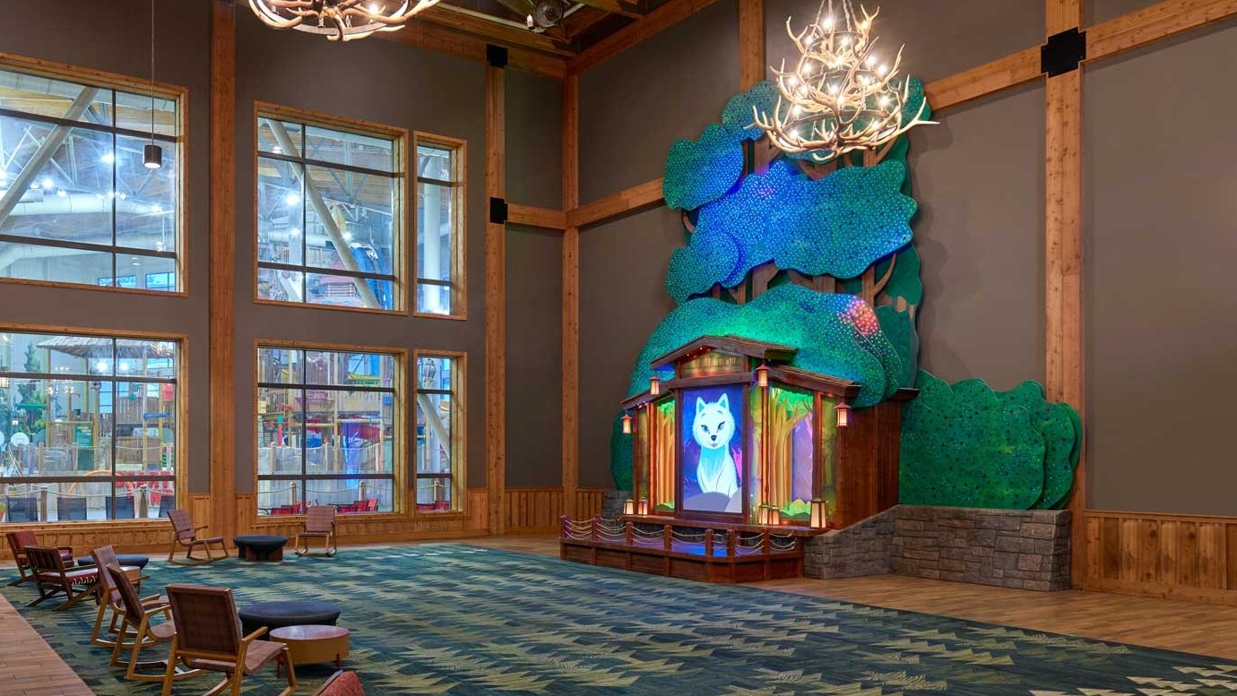 fireplace in the grand lobby