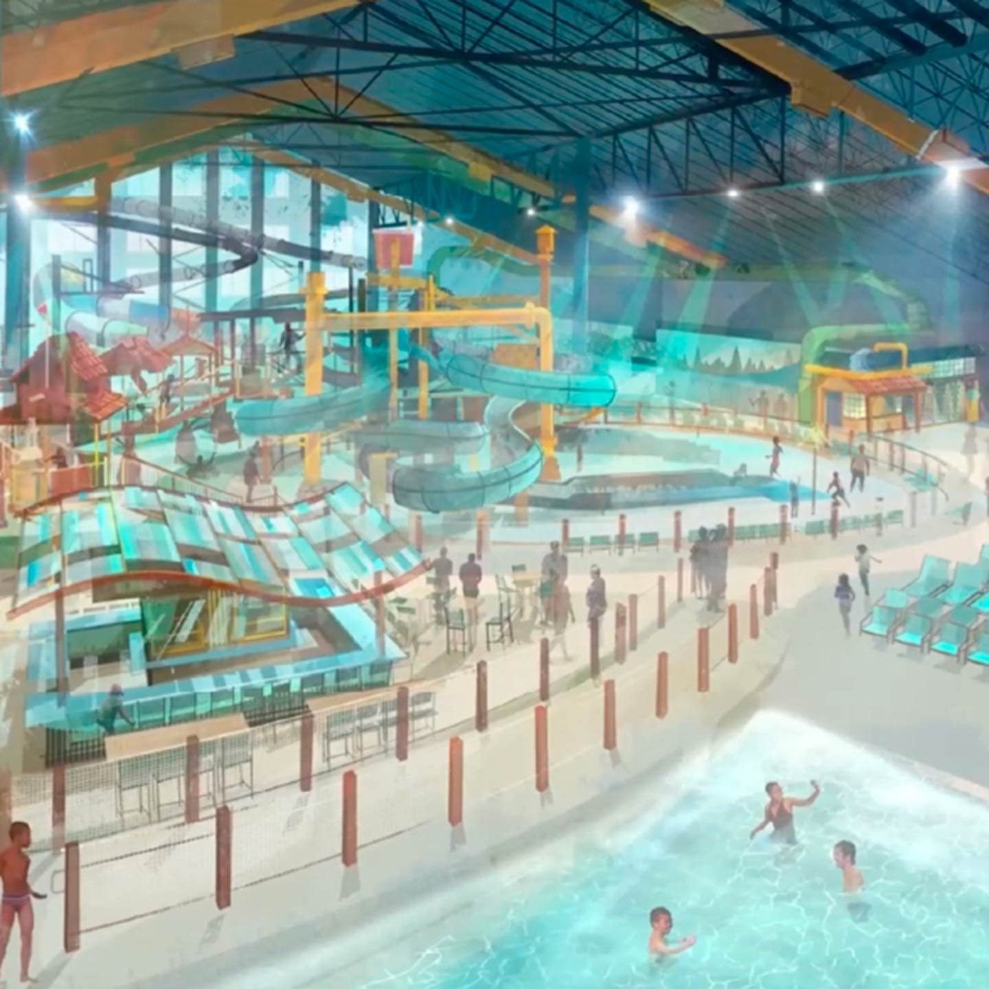 Render of the new indoor water park in Connecticut