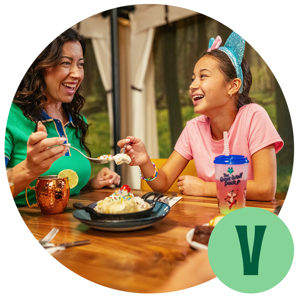 mother daughter eating