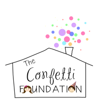 outline of a house with confetti coming out of the chimney 