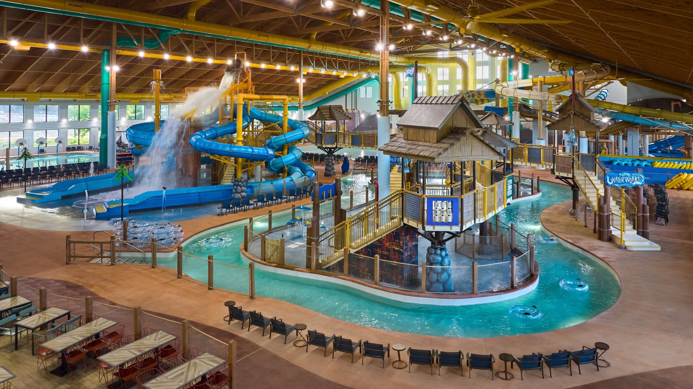 inside view of the Great Wolf Lodge and waterpark in Connecticut