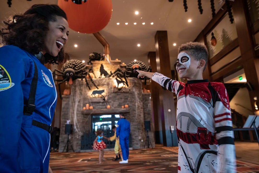 Kids dressed up in Halloween costume at Great Wolf Lodge