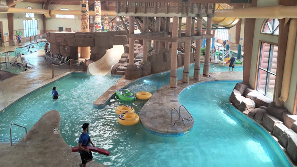 family enjoying the wave pool