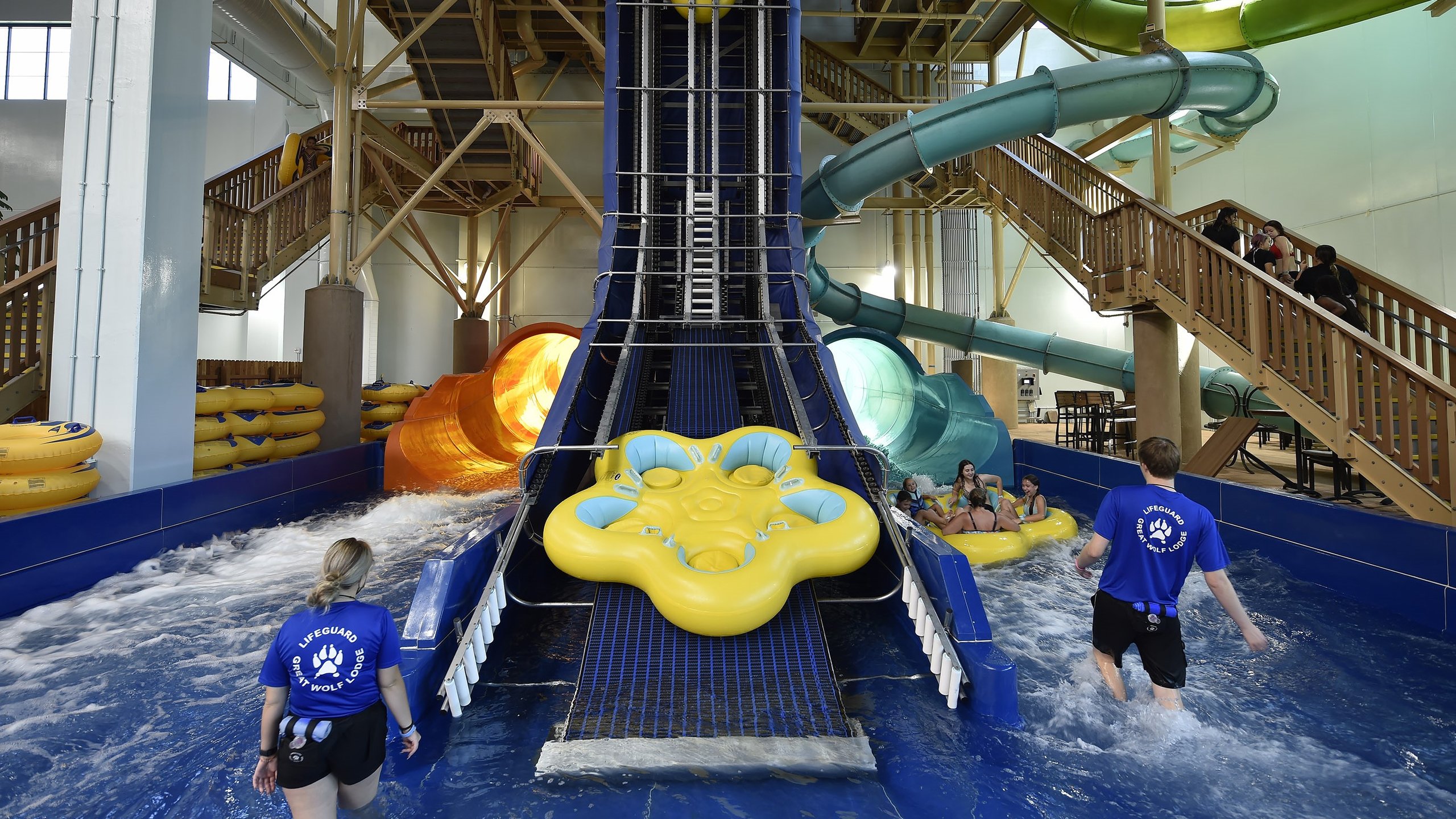 Water Park Safety Guards near the water slides