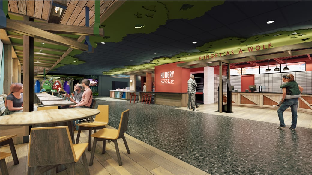 rendering of the new dining outlets in Grand Mound