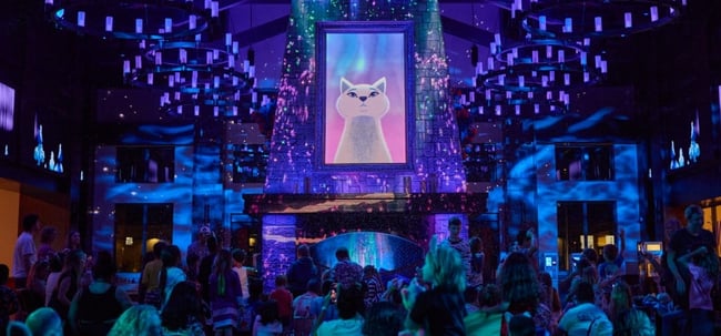 children watching an immersive experience show at great wolf lodge