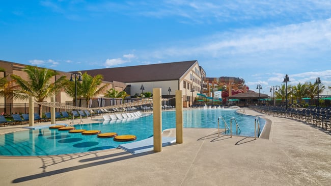 lily pad floats in outdoor pool