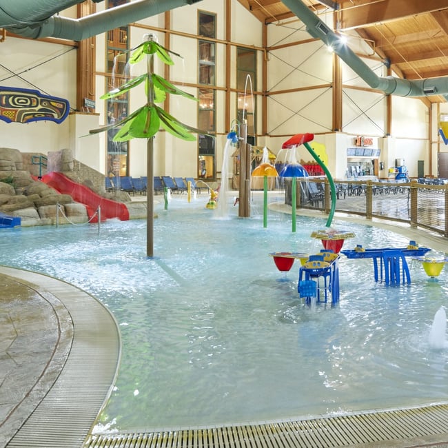 colorful slides in a vibrant indoor waterpark