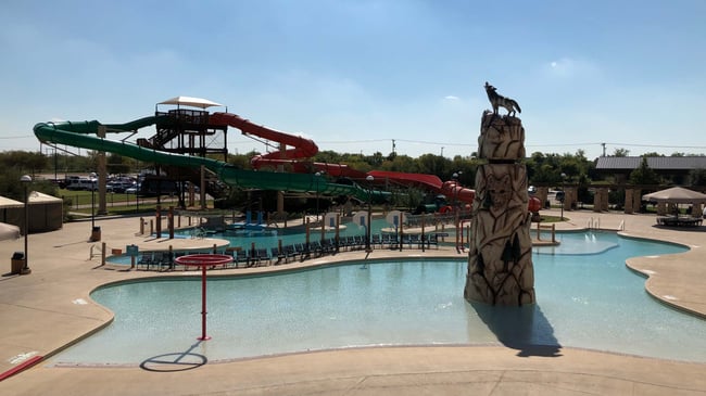 aerial view of the outdoor pool in Grapevine, TX