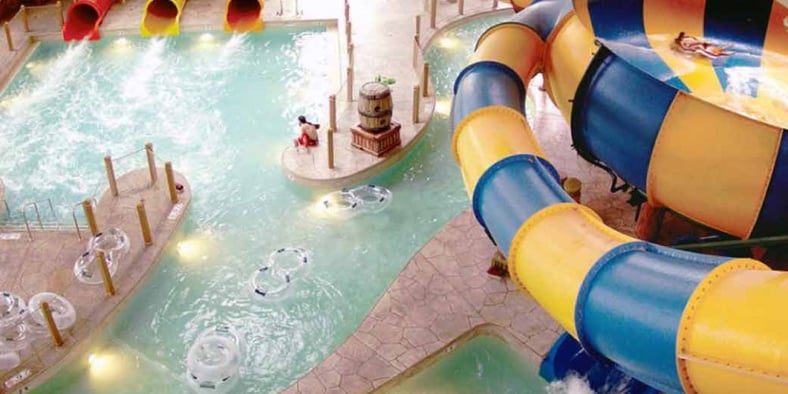 Top view of the Canada Vortex extreme ride at Great Wolf Lodge indoor water park and resort.