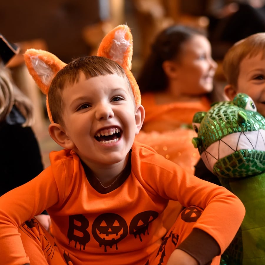Kids in costumes during the Spooky walk