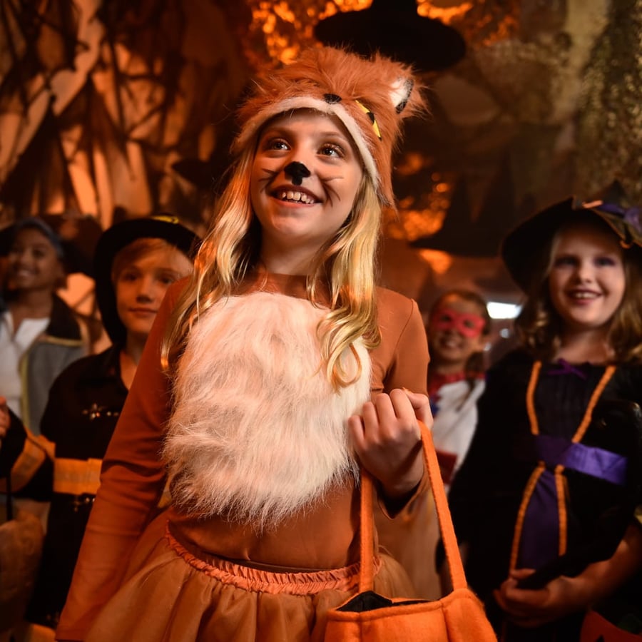 Kids trick or treating during Halloween