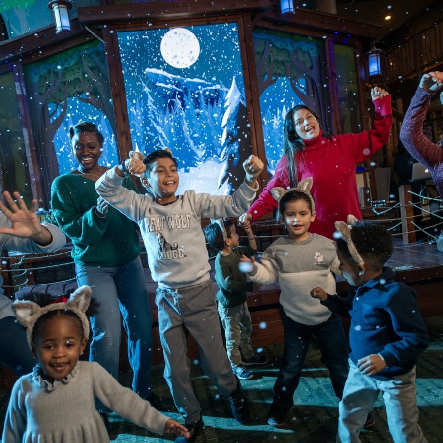 Kids dancing during Snowland party