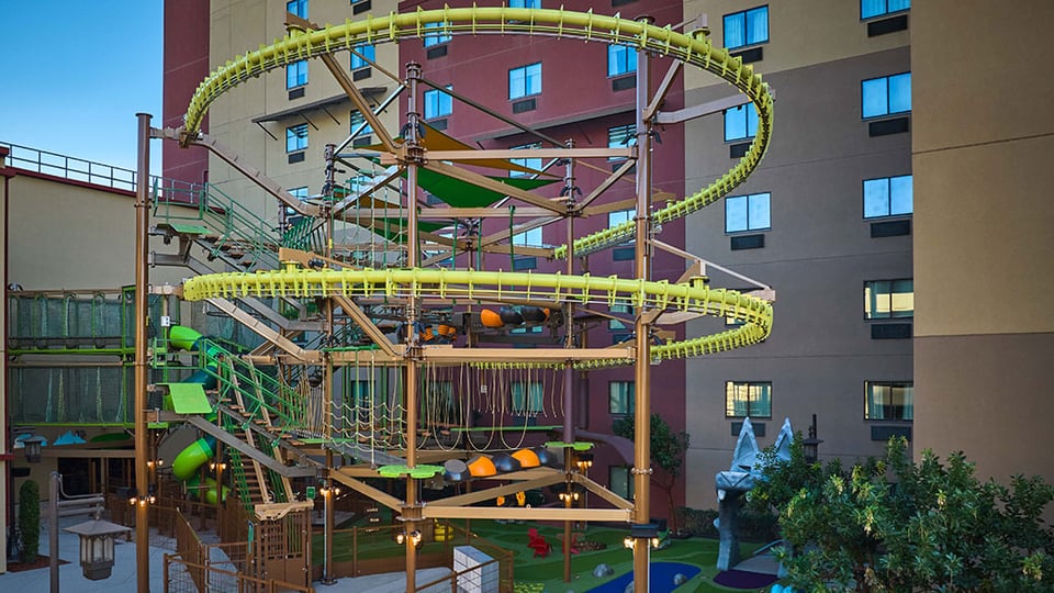 outdoor ropes course at Great Wolf Lodge Anaheim