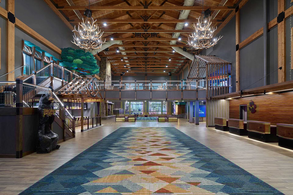 fireplace in the grand lobby