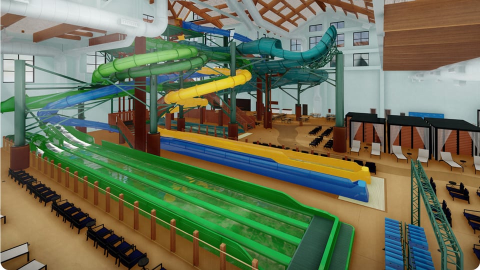 rendering of a new indoor water park
