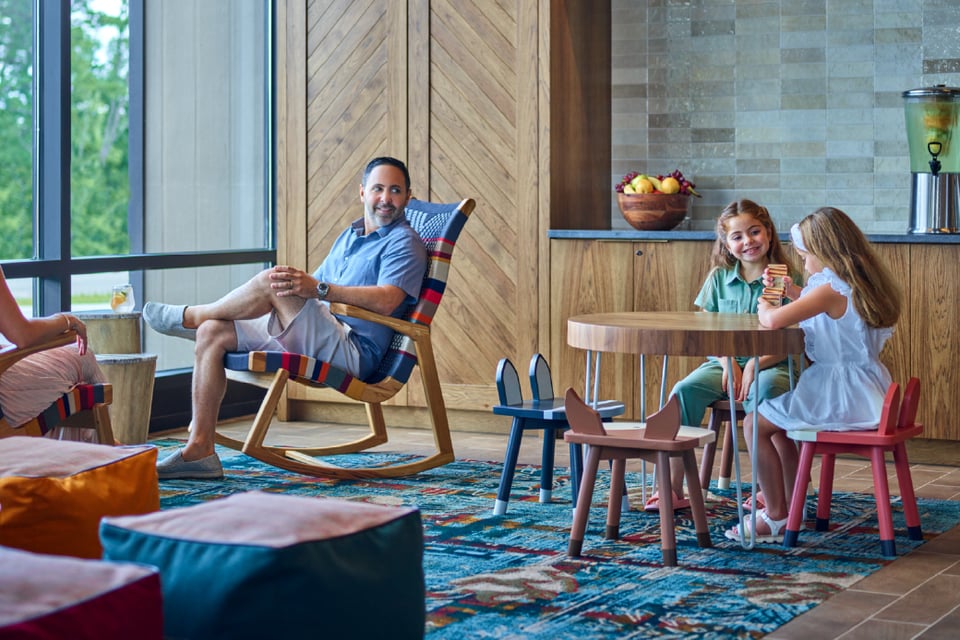 kids playing in villa lounge