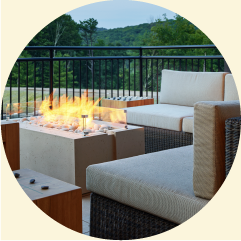 fireplace on terrace